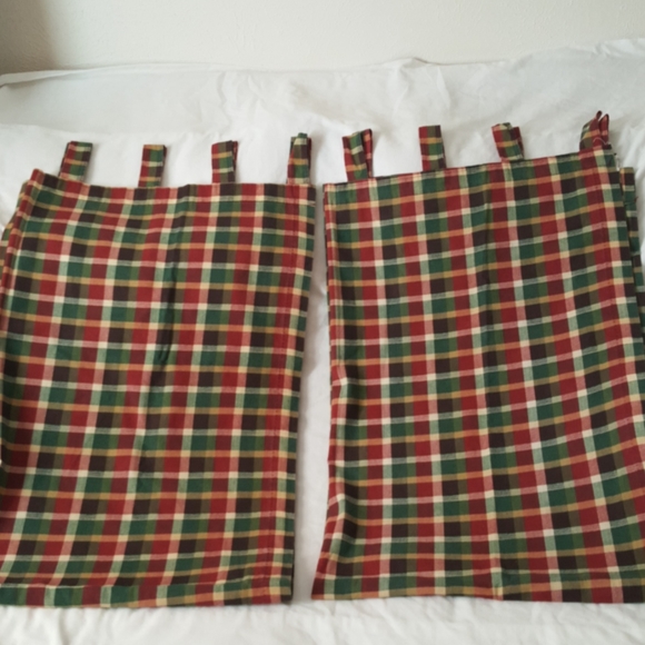 Plaid Tab top curtains (2) - Picture 2 of 5